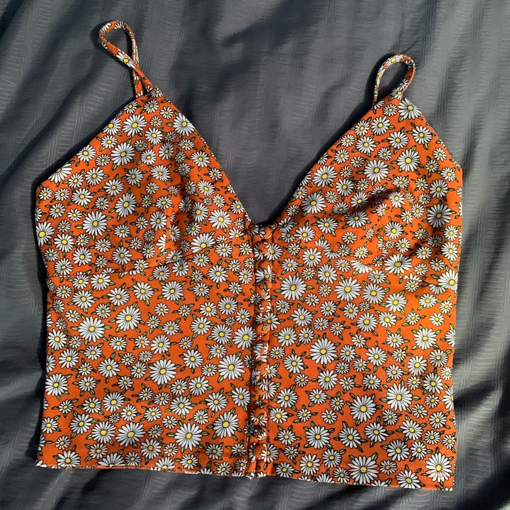 Orange Daisy Crop Top